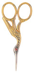 Gold-Plated - Red Ruby Swarovski Crystal Stork Scissors 3.5"