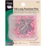 Pink Size 24 100/Pkg - Long Pearlized Pins