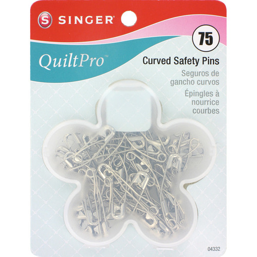 SINGER QuiltPro Curved Safety Pins In Flower Case-Size 2 75/Pkg