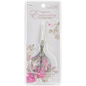 Silver & Gold Teardrop Handle - Heirloom Embroidery Scissors 4"