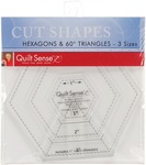 3 Sizes - Quilt Sense Hexagons & 60 Degree Triangles Rulers