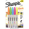 Sharpie Neon Fine Point Permanent Markers 5/Pkg - Orange, Green, Blue, Pink & Ye