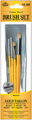 Round 3 Detail 5 Shader 10 Angle 1/4" - Brush Set Value Pack Gold Taklon 4/Pkg