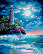 Lighthouse In The Moonlight - Paint By Number Kit 16"X20"