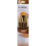 Real Value Brush Set Synthetic Gold Taklon - Round 5/0,0,5,liner 2,shader 2,8,wa