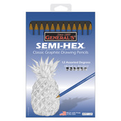 6B Soft to 4H Hard - Semi-Hex Graphite Drawing Pencils 12/Pkg