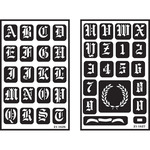 Old English Alphabet - Over 'N' Over Reusable Glass Etching Stencils 5"X8" 2/Pkg