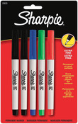 Red, Blue, Green & 2 Black - Sharpie Ultra Fine Point Permanent Markers 5/Pkg