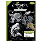 Silver-Turtle/Sea Horse/Dolphins - Foil Engraving Art Kit Value Pack 8.75"X11.5"