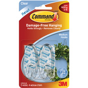 Clear 2 Hooks and 4 Strips - Command Medium Hooks