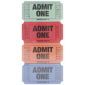 Red, Blue, Orange & Green - Admit One Tickets 2000 Tickets/Roll