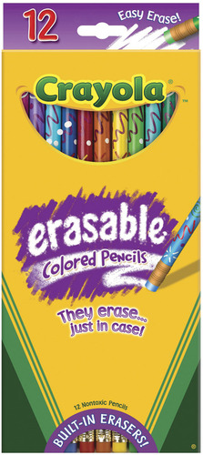 Crayola Erasable Colored Pencils-12/Pkg Long - 071662244125