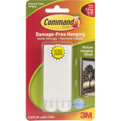 White 4 Sets/Pkg - Command Large Picture Hanging Strips