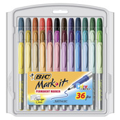 Assorted - Bic Mark-It Permanent Markers Fine Point 36/Pkg