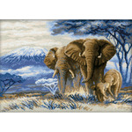15.75"X11.75" 14 Count - Elephants In The Savannah Counted Cross Stitch Kit