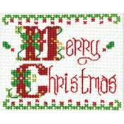 Merry Christmas Ornament Counted Cross Stich Kit-2"X3"