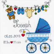 8"X8" 28 Count - It's A Boy! Birth Record Counted Cross Stitch Kit