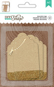 DIY Shop 2 Kraft With Gold Glitter Tags - American Crafts
