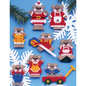 7 Count - Christmas Teddy Bears Ornaments Plastic Canvas Kit