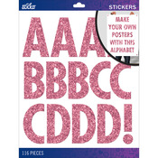 Pink Glitter Futura Regular XL - Sticko XL Alphabet Stickers