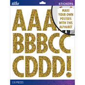 Gold Glitter Futura Regular XL - Sticko XL Alphabet Stickers