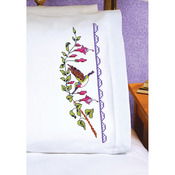 20"X30" - Hummingbird Pillowcase Pair Stamped Cross Stitch