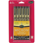 Black - Pigma Micron Pens 005 .2mm 6/Pkg