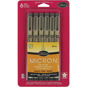 Black - Pigma Micron Pens 01 .25mm 6/Pkg