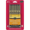 Black - Pigma Micron Pens 03 .35mm 6/Pkg