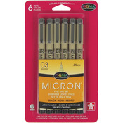 Black - Pigma Micron Pens 03 .35mm 6/Pkg