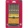 Black - Pigma Micron Pens 05 .45mm 6/Pkg