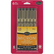 Black - Pigma Micron Pens 08 .5mm 6/Pkg