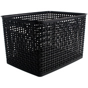 Weave Design Plastic Bin Large - Black, 13.75"L X 10.5"W X 8.75"H
