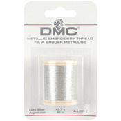 Light Silver - DMC Metallic Embroidery Thread 43.7yd