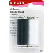 All - Purpose Polyester Thread 200yd 2/Pkg - Black & White