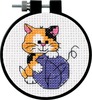 Learn - A - Craft Cute Kitty Counted Cross Stitch Kit-3" Round 11 Count