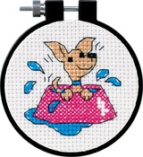 Learn - A - Craft Perky Puppy Counted Cross Stitch Kit-3" Round 11 Count