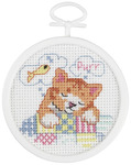2.5" Round 18 Count - Dreaming Kitty Mini Counted Cross Stitch Kit