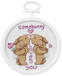 2.5" Round 18 Count - Some Bunny Loves You Mini Counted Cross Stitch Kit