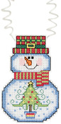 3"X2.25" 14 Count - Holiday Wizzers Snowman With Tree Counted Cross Stitch Kit