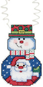 3"X2.25" 14 Count - Holiday Wizzers Snowman With Santa Counted Cross Stitch Kit