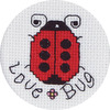 2.5" Round 18 Count - Love Bug Mini Counted Cross Stitch Kit