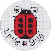 2.5" Round 18 Count - Love Bug Mini Counted Cross Stitch Kit