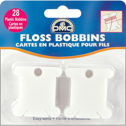 #610212 28pc DMC Plastic Bobbins Easy to wind Helps organize your floss threads