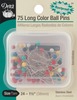 Size 24 75/Pkg - Long Color Ball Pins