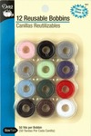 Assorted Colors 12/Pkg - Plastic Class 15 Bobbins