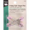 Baby Safe Diaper Pins -White 4/Pkg