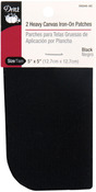 Black - Iron-On Heavy Canvas Patches 5"X5" 2/Pkg