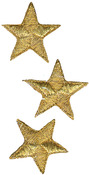 Gold Metallic Stars - Wrights Iron-On Appliques 3/Pkg
