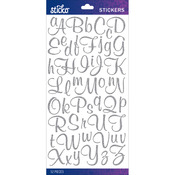 Silver Glitter Script Small - Sticko Alphabet Stickers